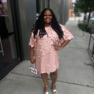 Light Pink Sequin T-Shirt Mini Dress